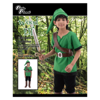 BOY'S ZELDA COSTUME-INCLUDING TUNIC W/ATTACHED HARNESS, HAT, BELT, BOOT COVERS, SIZE XL