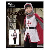 BOY'S CRUSADER COSTUME-INCLUDING TUNIC, BELT, HOODED CAPE, SIZE L