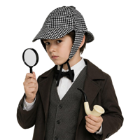 3PC KIDS VICTORIAN DETECTIVE DRESS UP KIT-HAT, PIPE, MAGNIFYING GLASS
