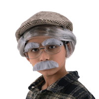 3PC KIDS OLD MAN DISGUISE DRESS UP KIT-HAT, GLASSES, EYEBROWS & MOUSTACHE