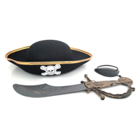 3PC KIDS PIRATE DRESS UP KIT-HAT, CUTLASS, EYE PATCH