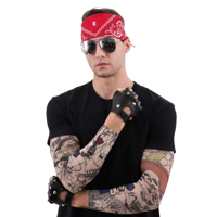4PC ROCKER DRESS UP KIT-BANDANA, GLASSES, TATTO SLEEVES, GLOVES