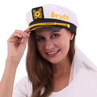 BRIDE EMBROIDERED SAILOR HAT W/VEIL
