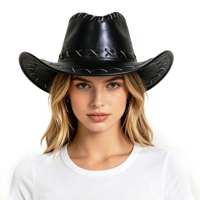 BLACK LIGHT UP COWBOY HAT