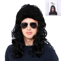 LONG CURLY BLACK MULLET