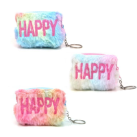 3A MULTICOLOUR COIN PURSE KEYCHAIN W/HAPPY PRINT