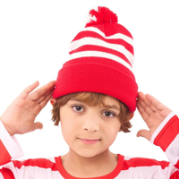 RED & WHITE STRIPED BEANIE