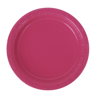 20PK 18CM PLASTIC FREE PAPER PLATES-MAGENTA