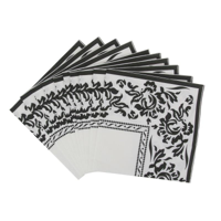 PK 20 33X33CM BLACK DAMASK NAPKINS