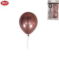 12PK CHROME BALLOONS - ROSE