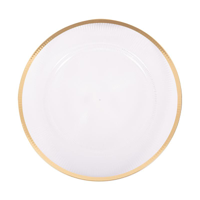 CLEAR MELAMINE CHARGER PLATE W/CHAMPAGNE RIM