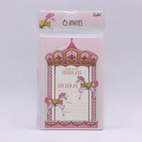 6PK CAROUSEL HORSE INVITES