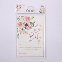 6PK OH BABY FLORAL INVITATION
