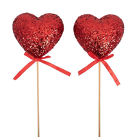 2PK 8CM GLITTER HEART PICK