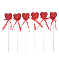 6PK 4CM GLITTER HEART PICK