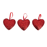 3PK 9CM GLITTER HEART