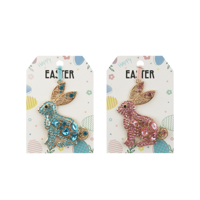 2A 8X10CM PINK & BLUE DIAMONTE HANGING BUNNY DECO