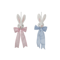 2A 11X30CM GINGHAM BOW W/BUNNY PINK & BLUE