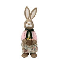17X56CM MRS BUNNY W/BASKET & FLOWERS