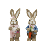 33CM FAUX STRAW MR & MRS BUNNY
