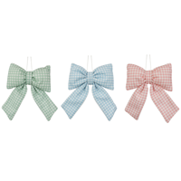3A 16X19CM GINGHAM BOW MINT, PINK, BLUE