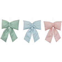 3A 32X40CM GINGHAM BOW MINT, PINK, BLUE