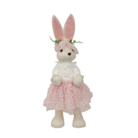 58CM MRS BUNNY W/FLOWER DETAILS SKIRT