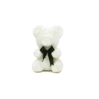 20CM PEARL BEAR W/RED BOW