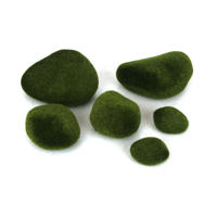6PK ASSORT SIZE FAUX MOSS ROCKS