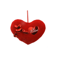 35CM PLUSH HEART CUSHION W/HEART DECALS