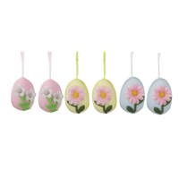 3A 2PK 7CM HANGING EGGS W/FLORAL DETAILS MINT, BLUE, YELLOW