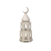 14X16X40CM ALABASTER METAL RAMADAN INSPIRED LANTERN