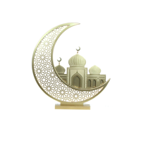 60X63CM LIGHT UP MDF CHAMPAGNE HALF MOON W/MOSQUE RAMADAN DECO