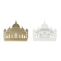 2A 18X17CM MDF WHITE & GOLD MOSQUE TABLE TOP DECO