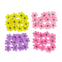 4A 12PCS FLOWER DECALS FUCSIA, YELLOW, PURPLE, PINK
