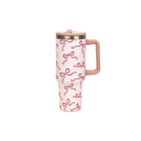 1200ML PINK DRINK FLASK W/BOW DECAL