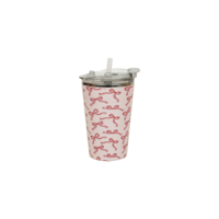 400ML PINK COFFEE FLASK W/BOW DECAL