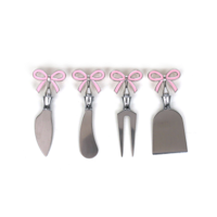 PK4 PINK BOW DETAIL CHEESE KNIVES IN GIFT BOX