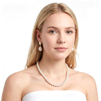 FAUX PEARL EARRINGS & NECKLACE SET