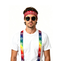 3PC HIPPIE KIT-HEADBAND, GLASSES, SUSPENDER
