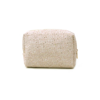 22X16X9CM PINK TWEED TOILETRY BAG