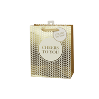 MED 18X23X10CM GOLD CHEERS TO YOU GIFT BAG
