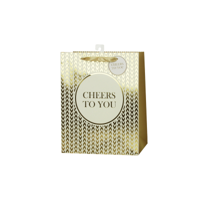 LRG 26X32X12CM GOLD CHEERS TO YOU GIFT BAG