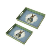 S2 MR BUNNY MELAMINE TRAYS L40X30X4CM M35X25X3CM