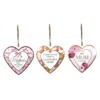 3A 10CM METAL HANGING HEART W/INSPIRATIONAL WORDS FOR MUM
