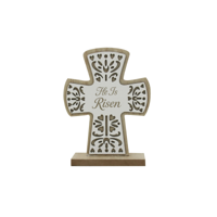 12X15CM HE IS RISEN CROSS ON STAND