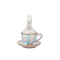 14X13X17.5CM  POLYRESIN BUNNY IN CUP