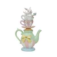 20X12X32.5CM POLYRESIN BUNNY IN TEAPOT