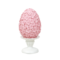 15.5X15.5X30CM  PINK HYDRANGEA POLYRESIN EGG W/STAND