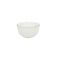 14.4X14.6X7.9CM WHITE CERAMIC EASTER BOWL W/GOLD EDGING